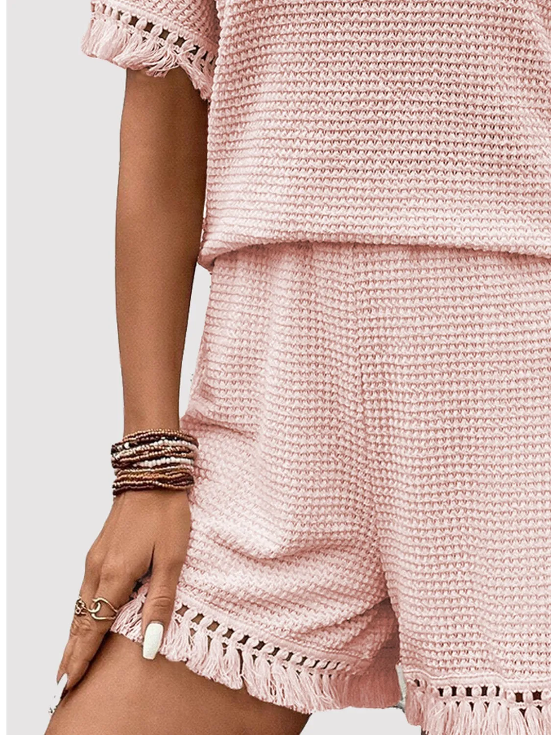 🌟 Tassel Round Neck Top and Shorts Set 🌟