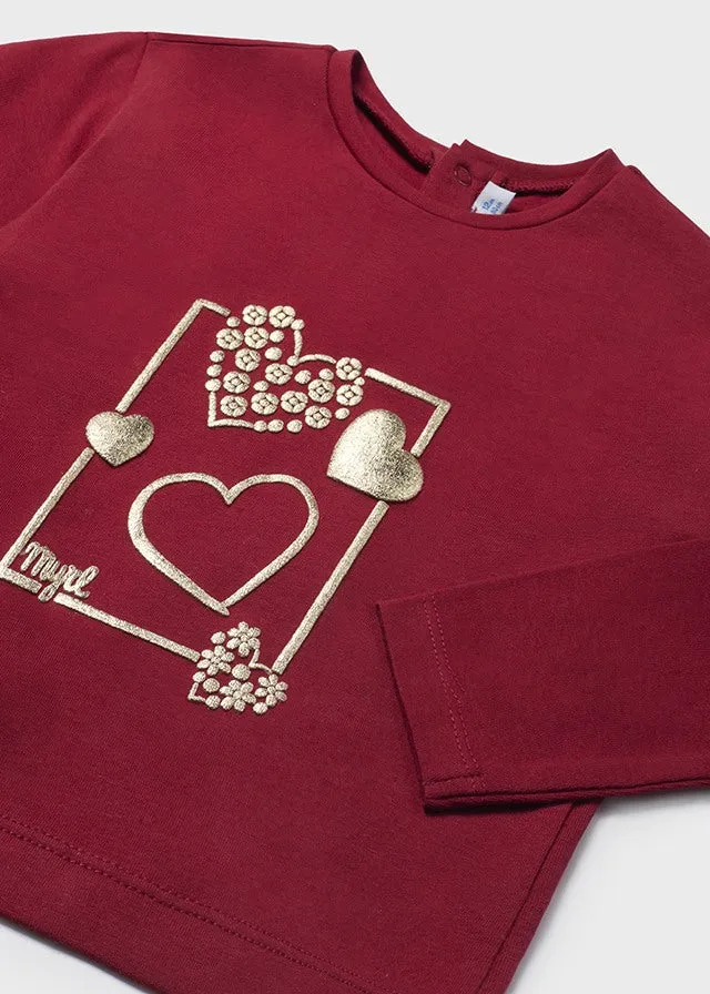 116 Mayoral Long Sleeve Gold Heart T-Shirt