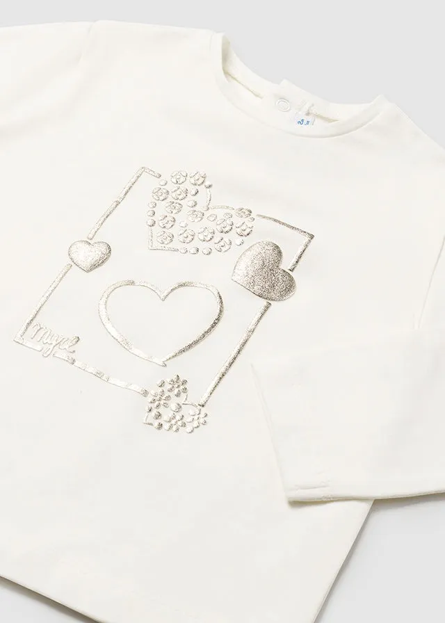 116 Mayoral Long Sleeve Gold Heart T-Shirt