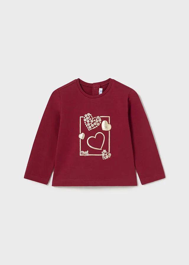 116 Mayoral Long Sleeve Gold Heart T-Shirt