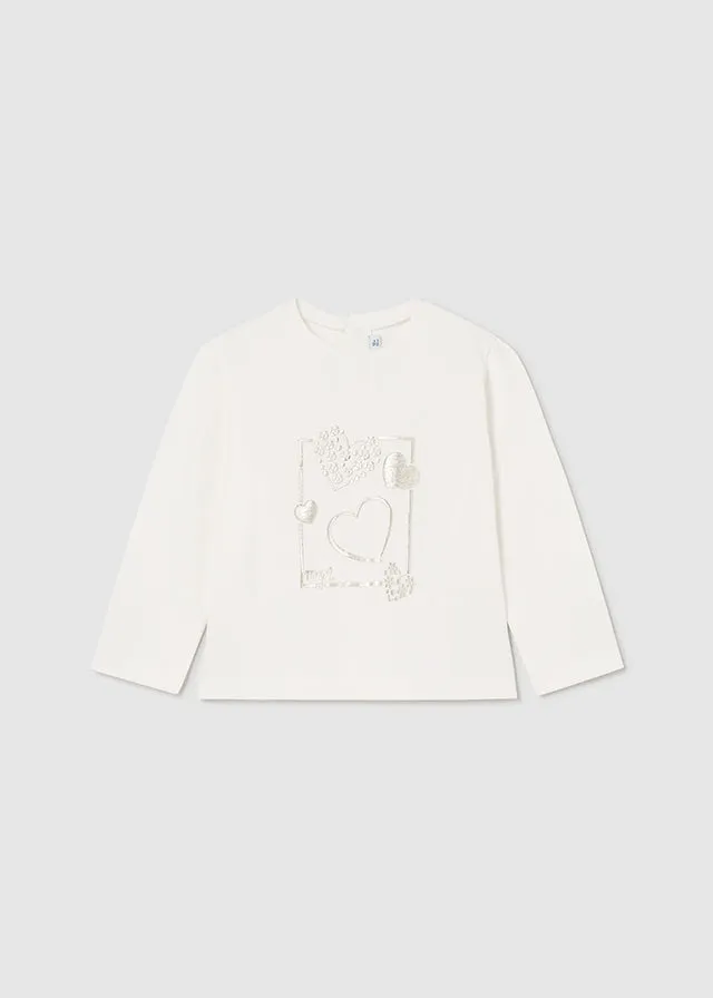 116 Mayoral Long Sleeve Gold Heart T-Shirt