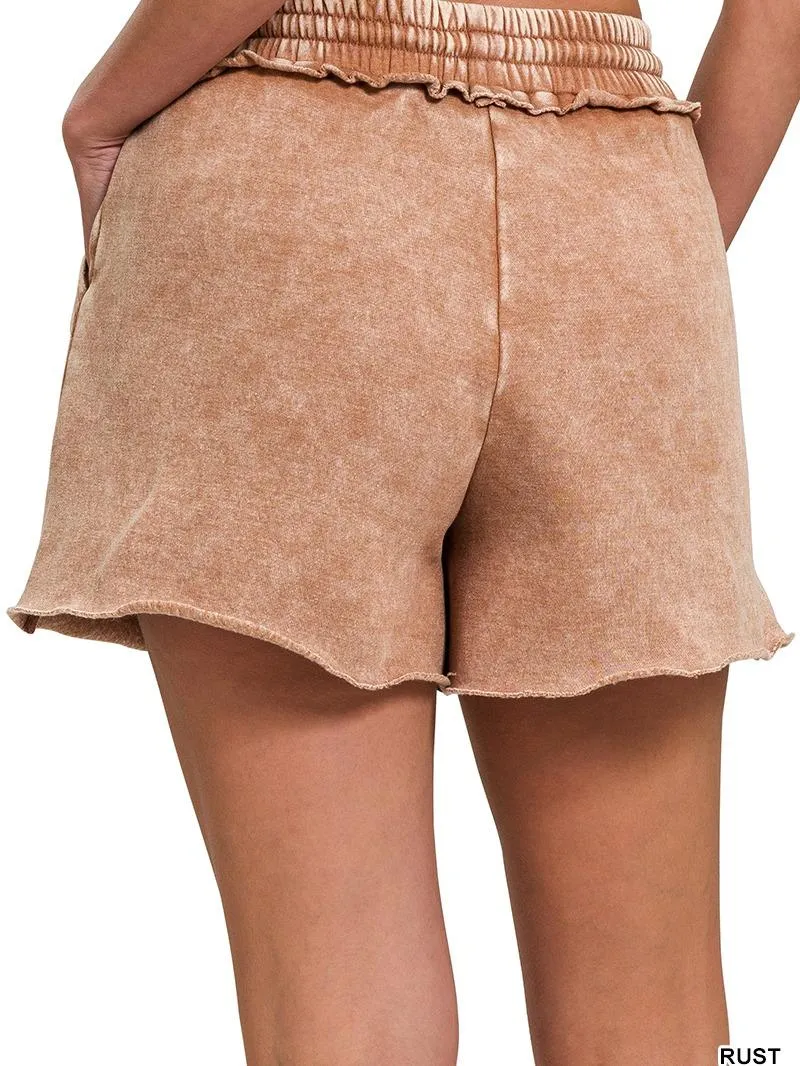 Acid Wash Fleece Drawstring Shorts w/ Pockets!! (14 Options)
