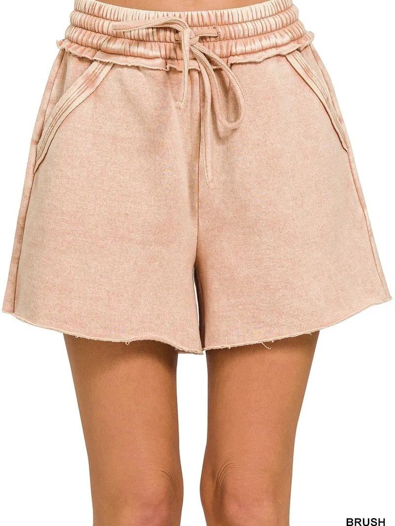 Acid Wash Fleece Drawstring Shorts w/ Pockets!! (14 Options)