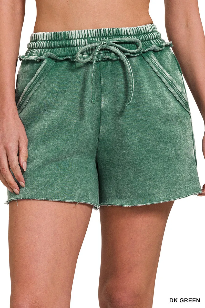 Acid Wash Fleece Drawstring Shorts w/ Pockets!! (14 Options)