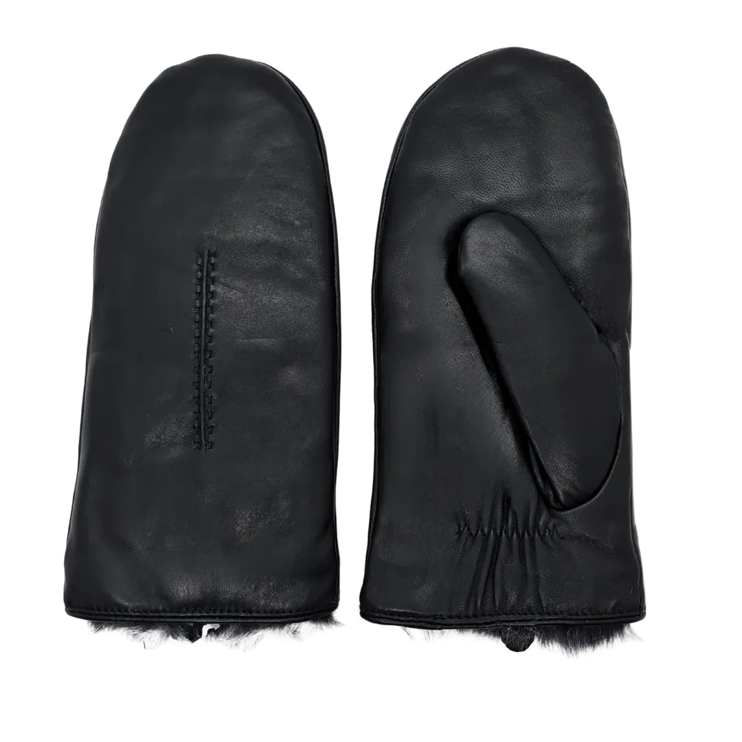 Allesco Inc - Club Rochelier Ladies Leather Mitten w/Exposed Fur Lining