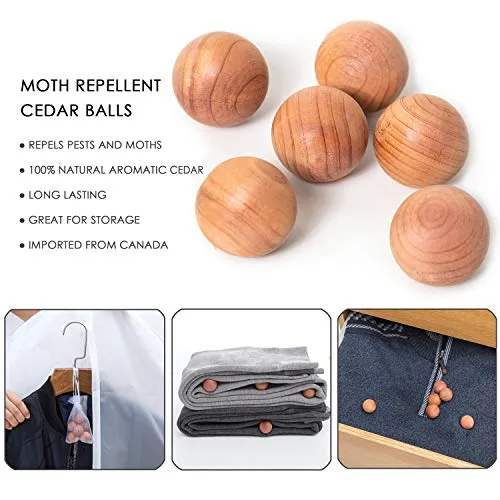 allhom dust proof garment bags - set of 6 pcs 40 inch hanging clothing storage bags and cedar balls,for jacket, shirt, sweater, suit