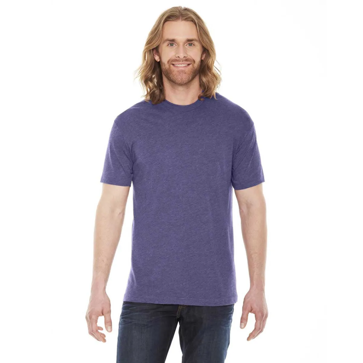 American Apparel Unisex Heather Imperial Purple 50/50 Short Sleeve Tee