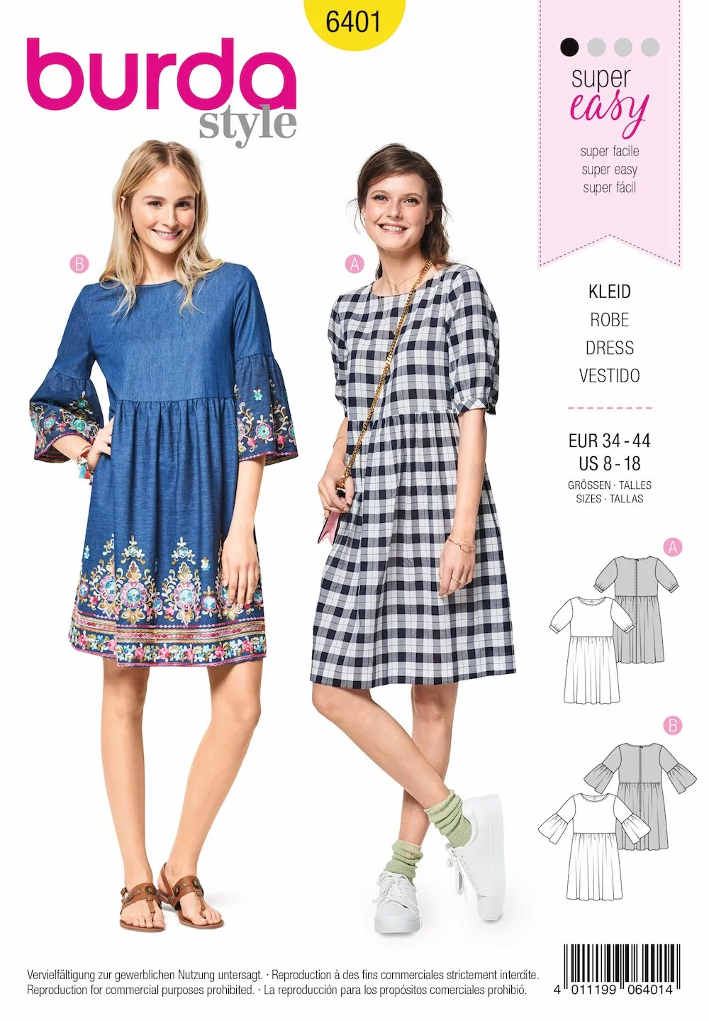 BD6401 Women's Swing Dress with Sleeve Variations