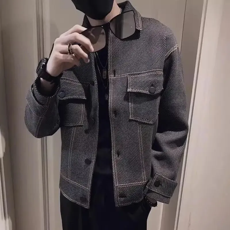 Bonsir Coat Spring Autumn Striped Jacket for Men Cargo Fast Delvery Joker Trendy Harajuku Vintage Aesthetic High Quality Y2k Casual