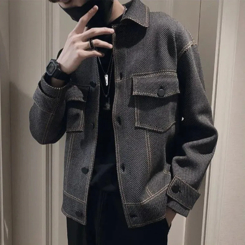 Bonsir Coat Spring Autumn Striped Jacket for Men Cargo Fast Delvery Joker Trendy Harajuku Vintage Aesthetic High Quality Y2k Casual