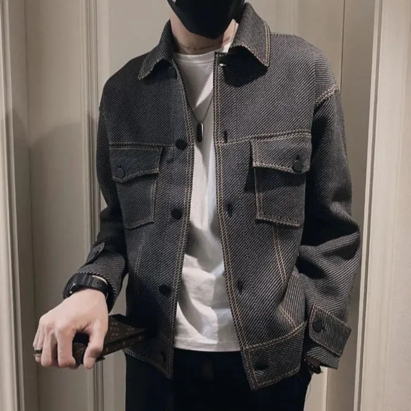Bonsir Coat Spring Autumn Striped Jacket for Men Cargo Fast Delvery Joker Trendy Harajuku Vintage Aesthetic High Quality Y2k Casual