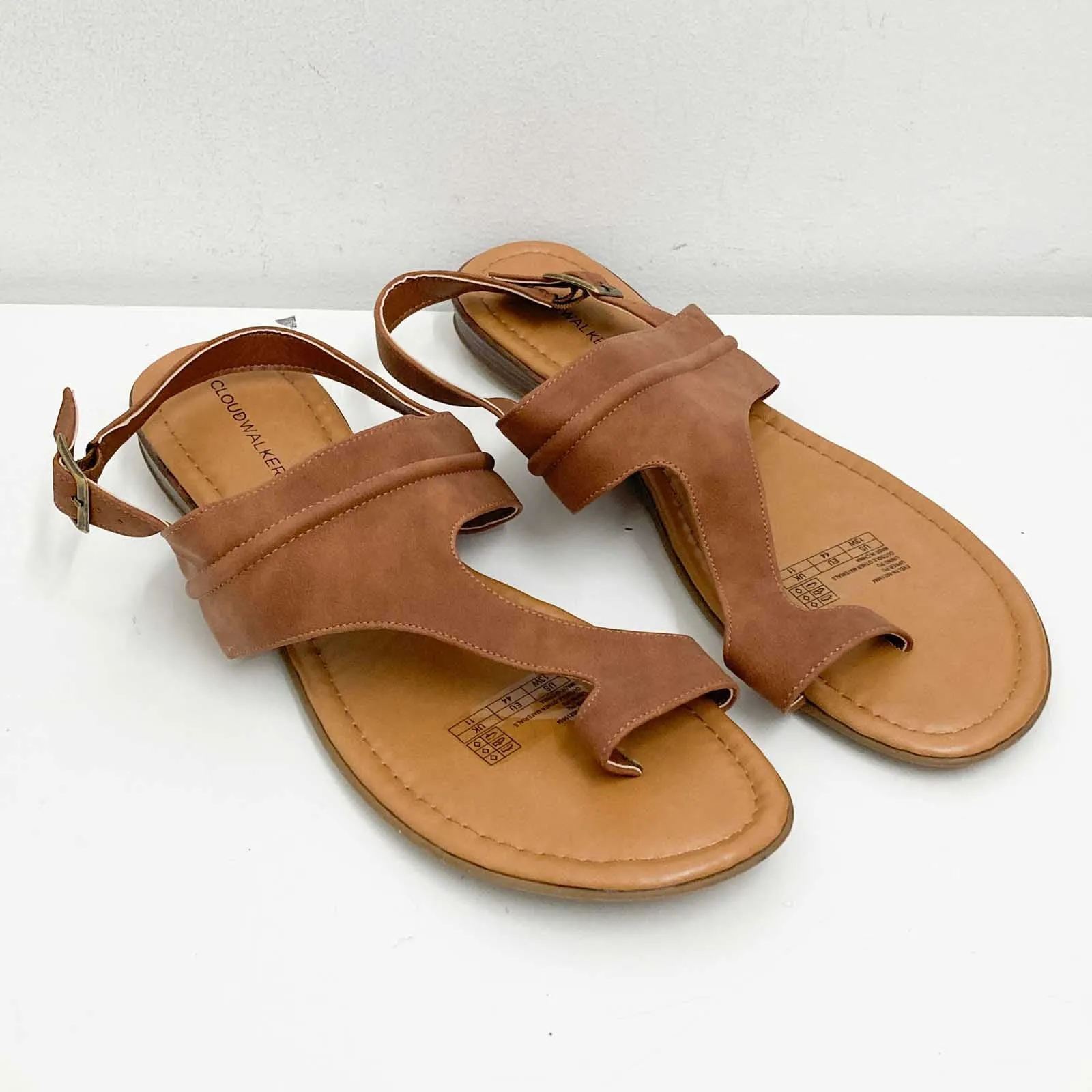 Cloudwalkers Brown Faux Leather Open Toe Sandals UK 11