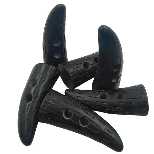 Double Hole Black Toggle Button Engraved Strips (Set of 6)