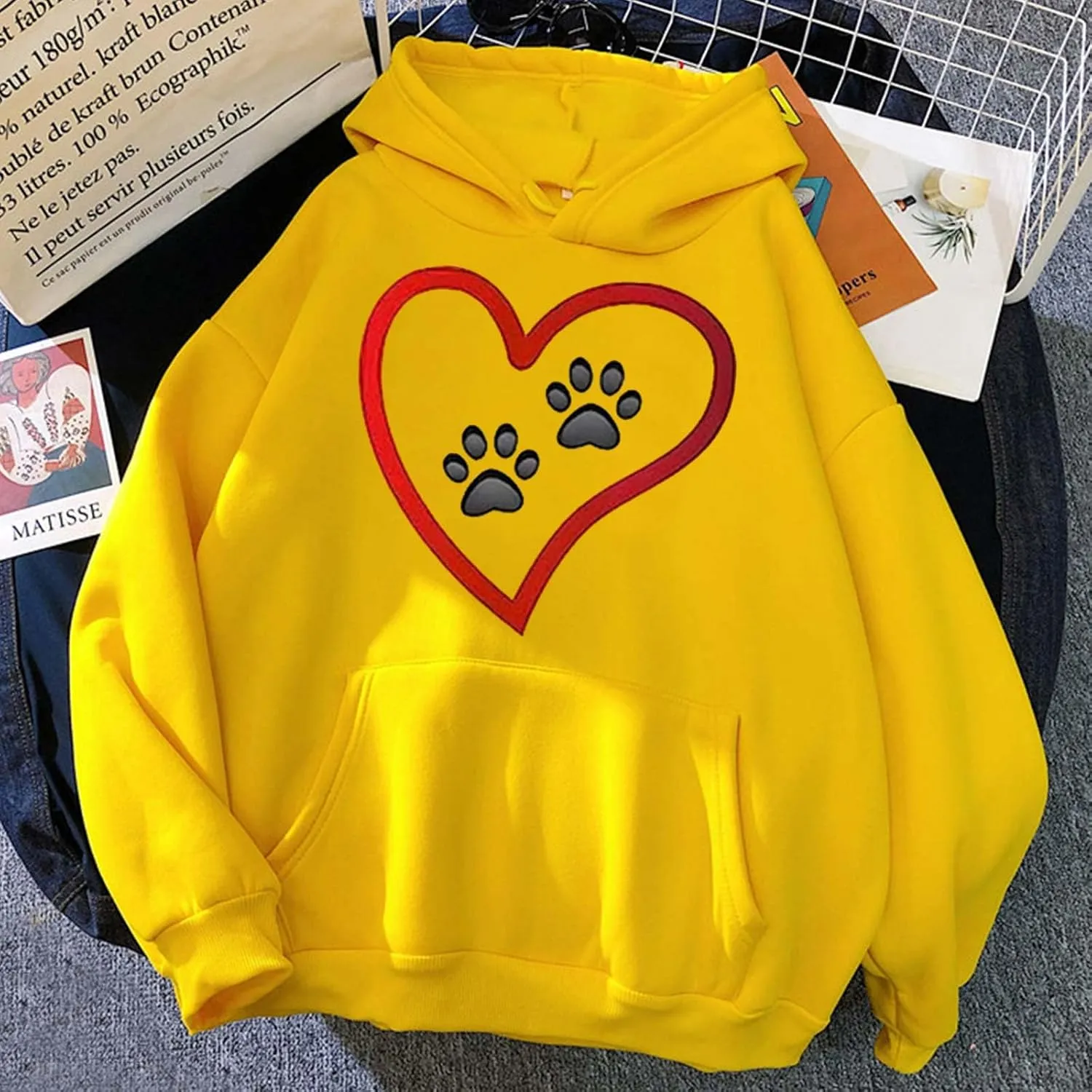 Graphic Hoodie for Women Cute Dog Paw Print Long Sleeve Casual Sweatshirt Comfy 2024 Fall Winter Pullover with Pocket