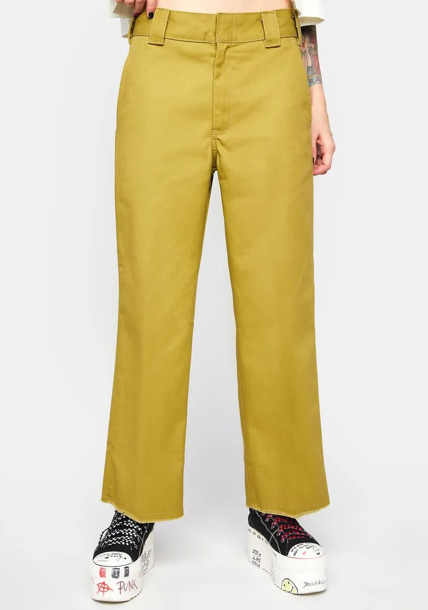 Green Moss Cropped Ankle Pants