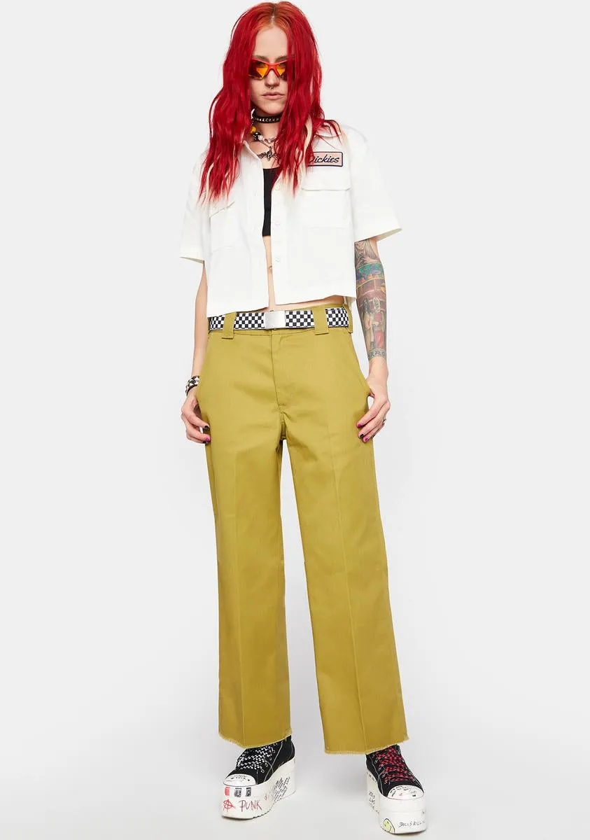 Green Moss Cropped Ankle Pants