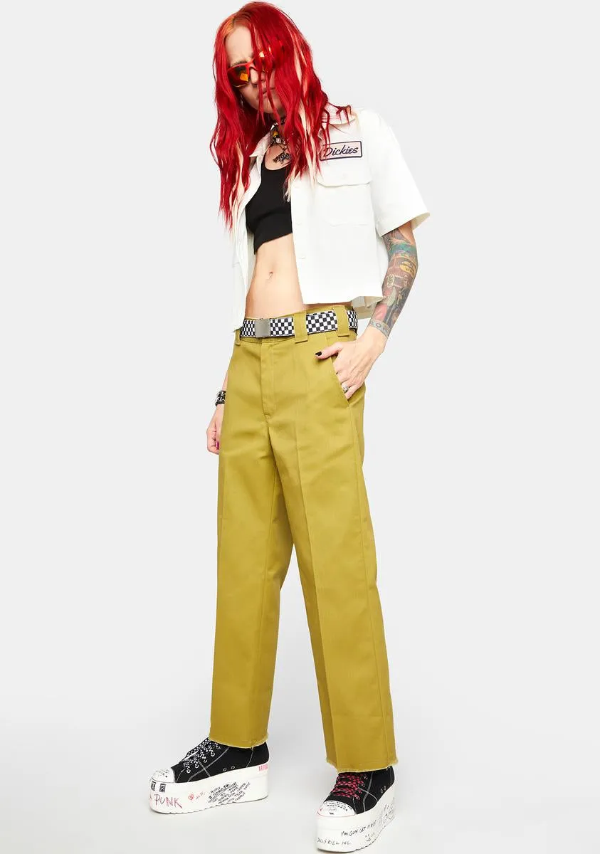 Green Moss Cropped Ankle Pants