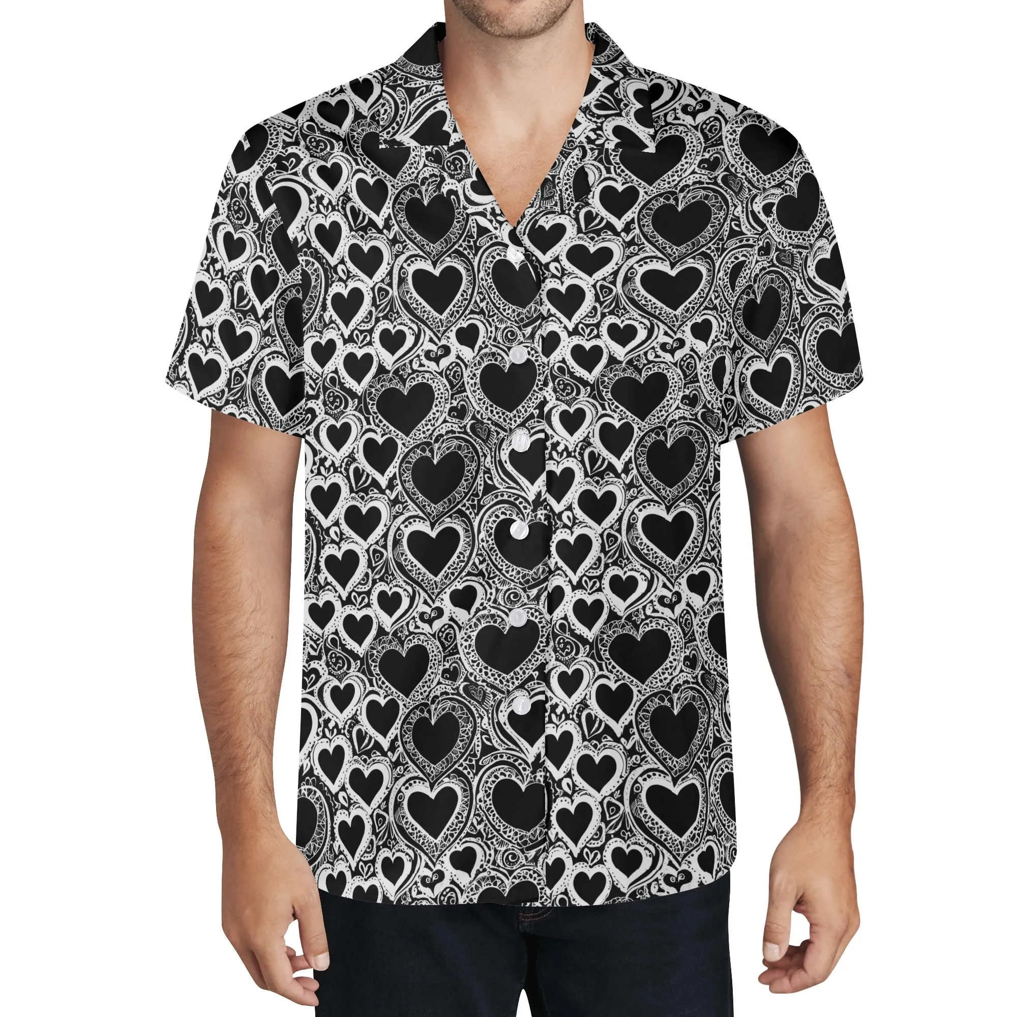 Groovy Hearts Mens Casual Hawaiian Shirt