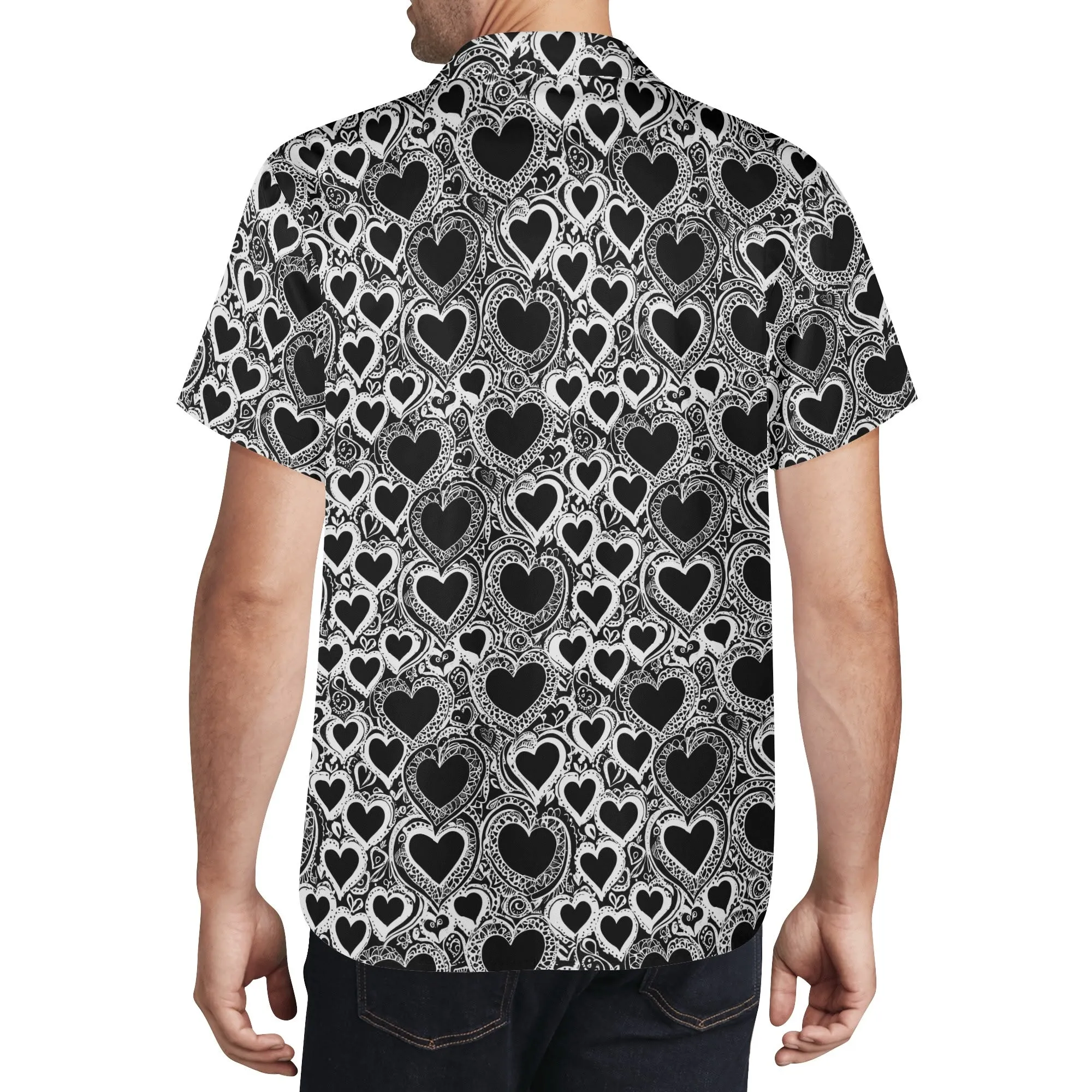 Groovy Hearts Mens Casual Hawaiian Shirt