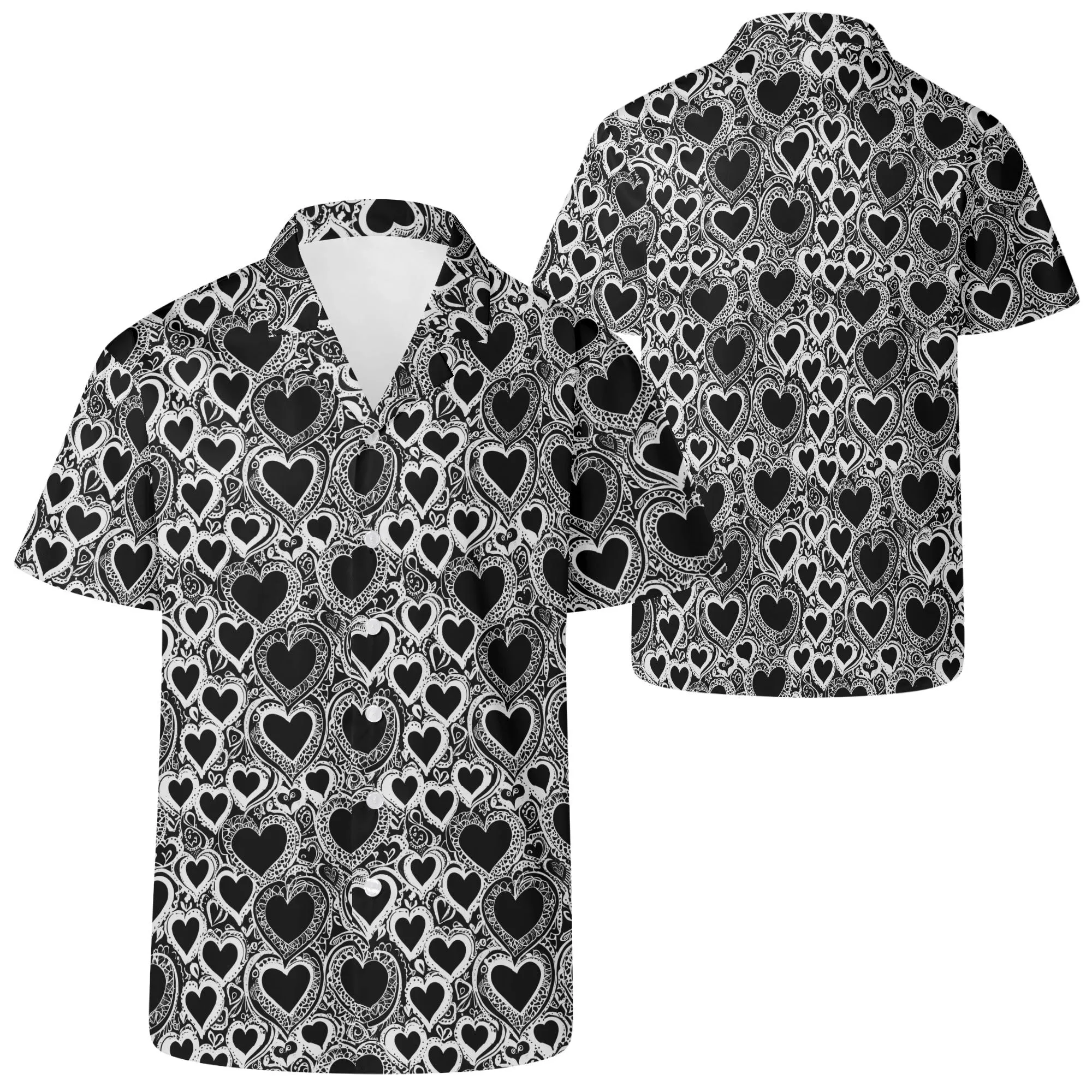 Groovy Hearts Mens Casual Hawaiian Shirt