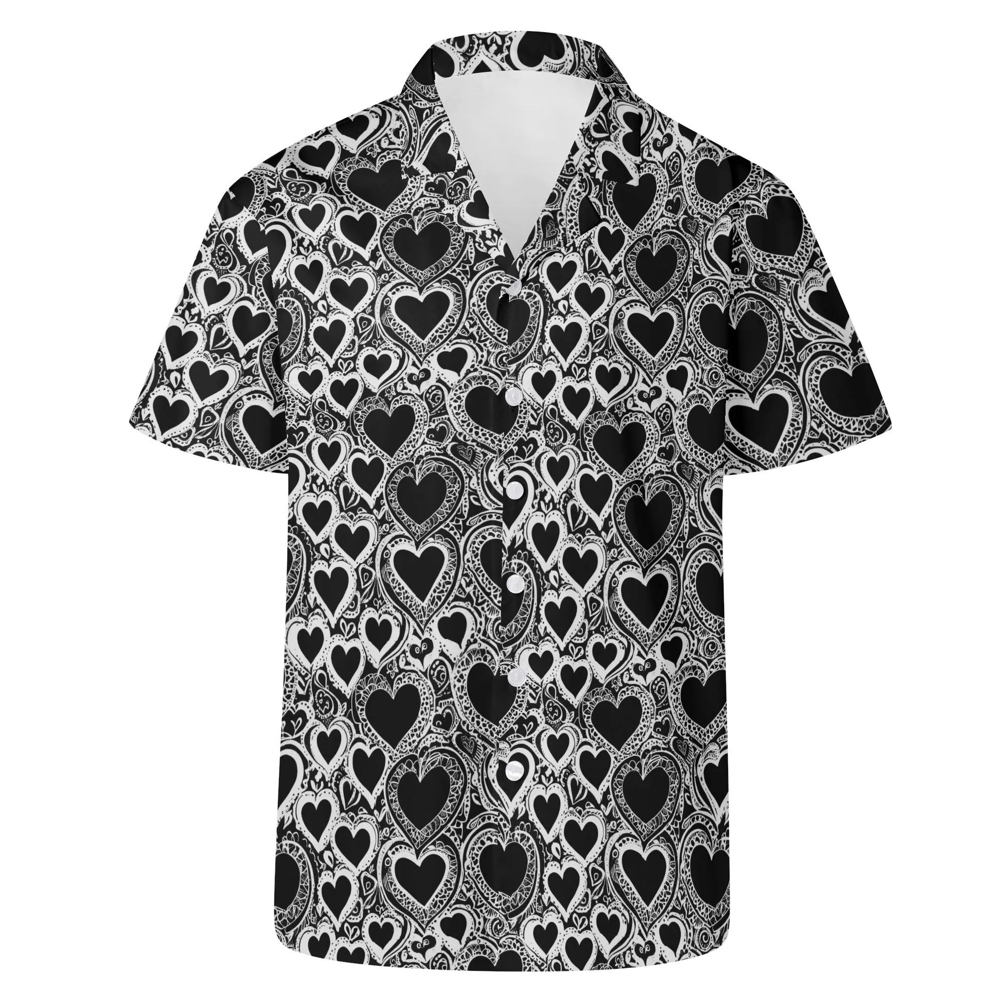 Groovy Hearts Mens Casual Hawaiian Shirt