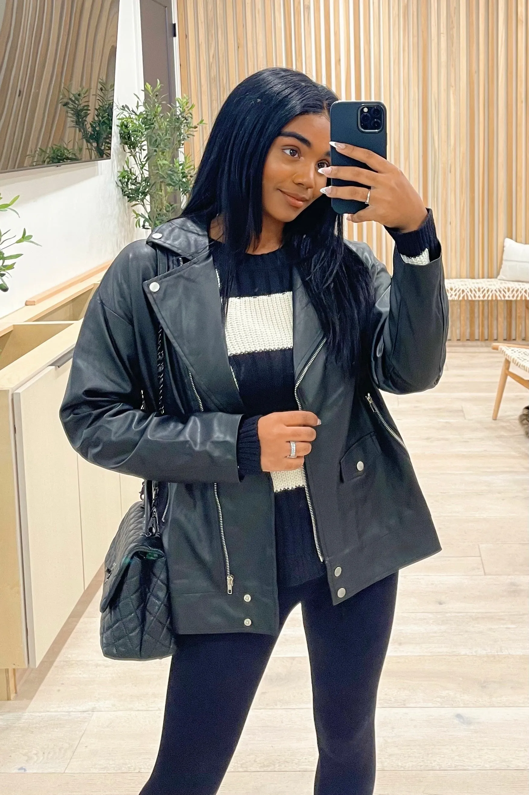 Imani Oversized Faux Leather Jacket (Black)
