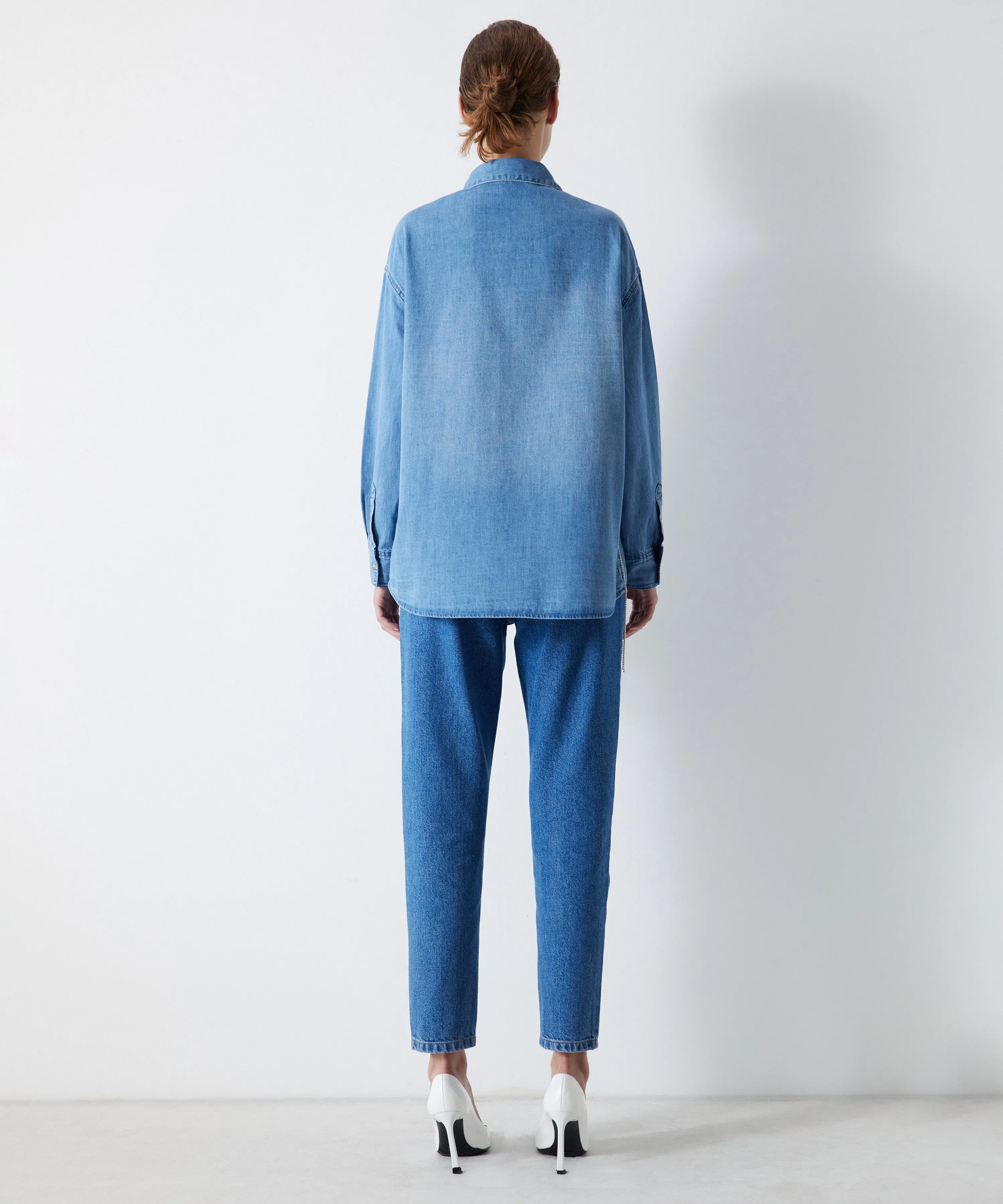 Ipekyol Stone Striped Denim Shirt Light Indigo