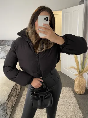 Kellie Black Crop Puffer Jacket