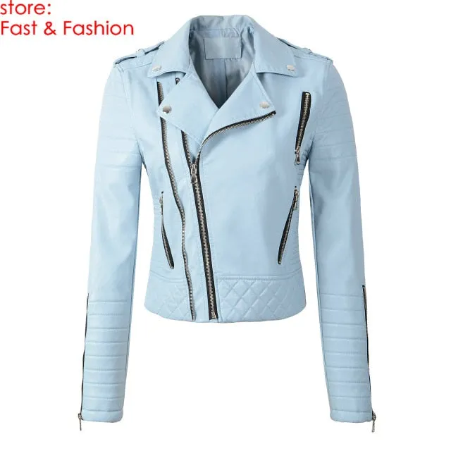 Leather Jackets 2019 New Fashion Women Spring Autumn Soft Faux