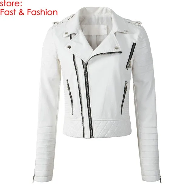 Leather Jackets 2019 New Fashion Women Spring Autumn Soft Faux