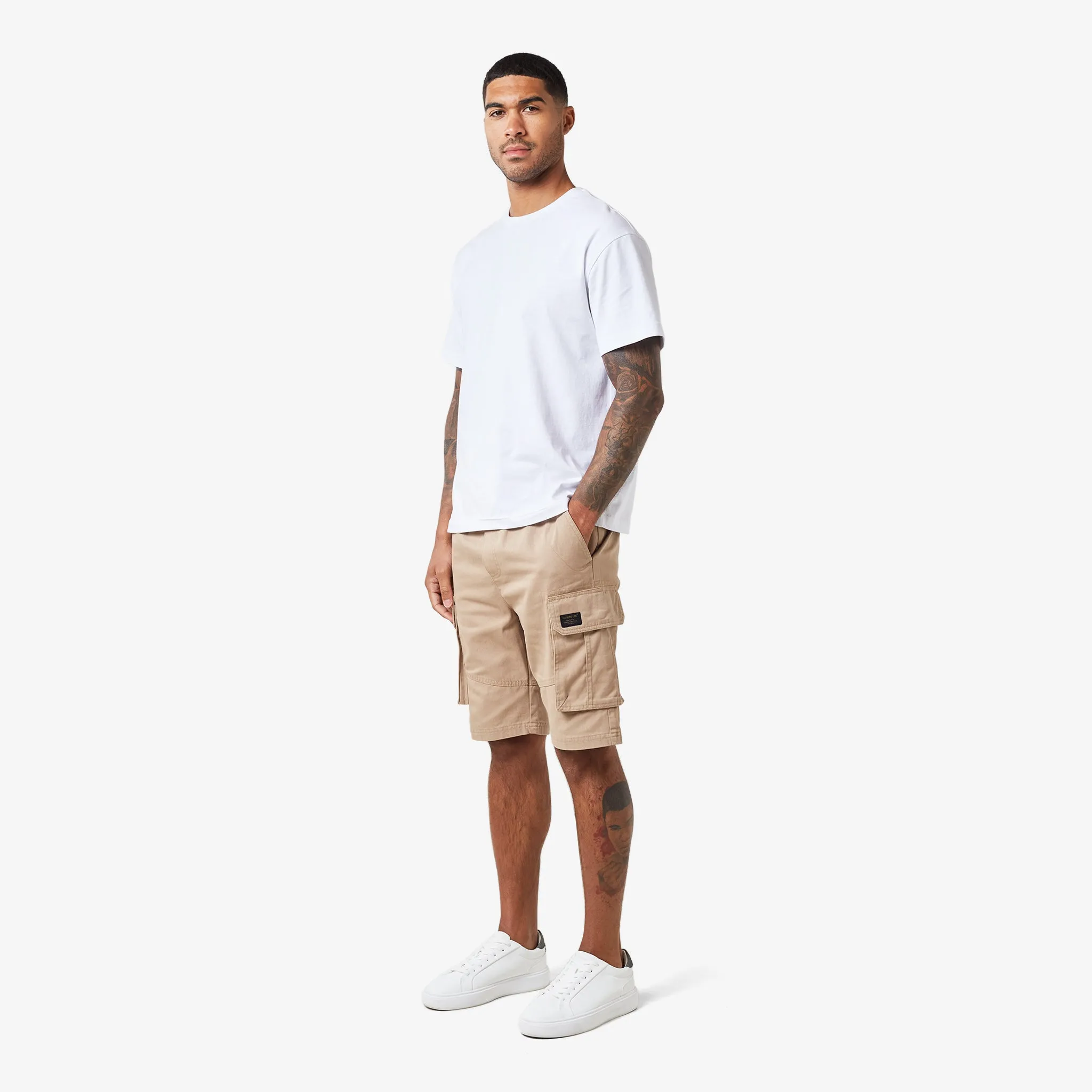 Long Fit Utility Cargo Short | Stone