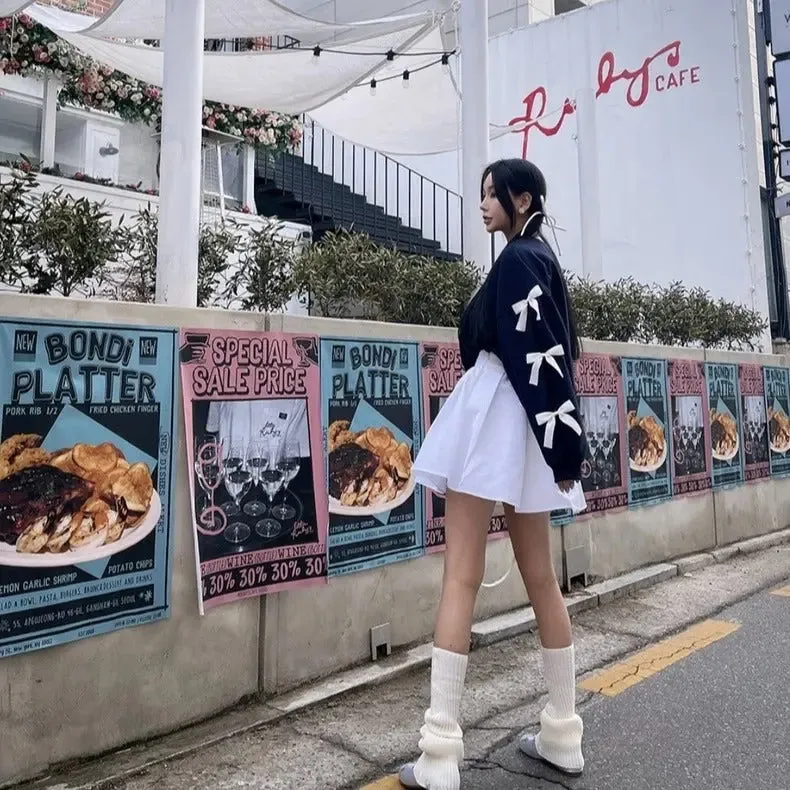 Loose Bow Lantern Sleeve Sweater
