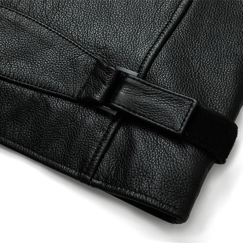 Men's Black Genuine Leather Jacket / Motorcycle Style Stand Collar Jackets