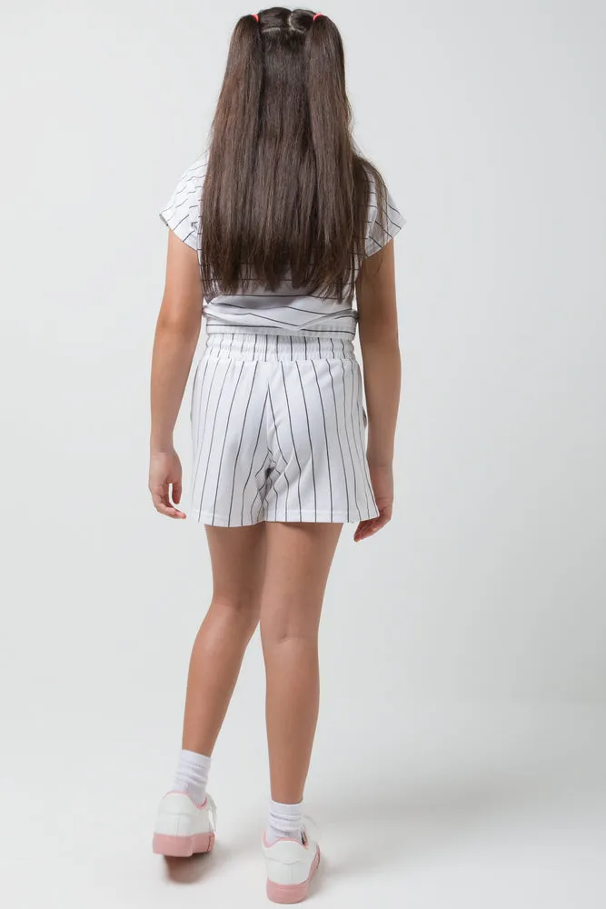 Mickey Mouse Jogger Stripped Shorts White