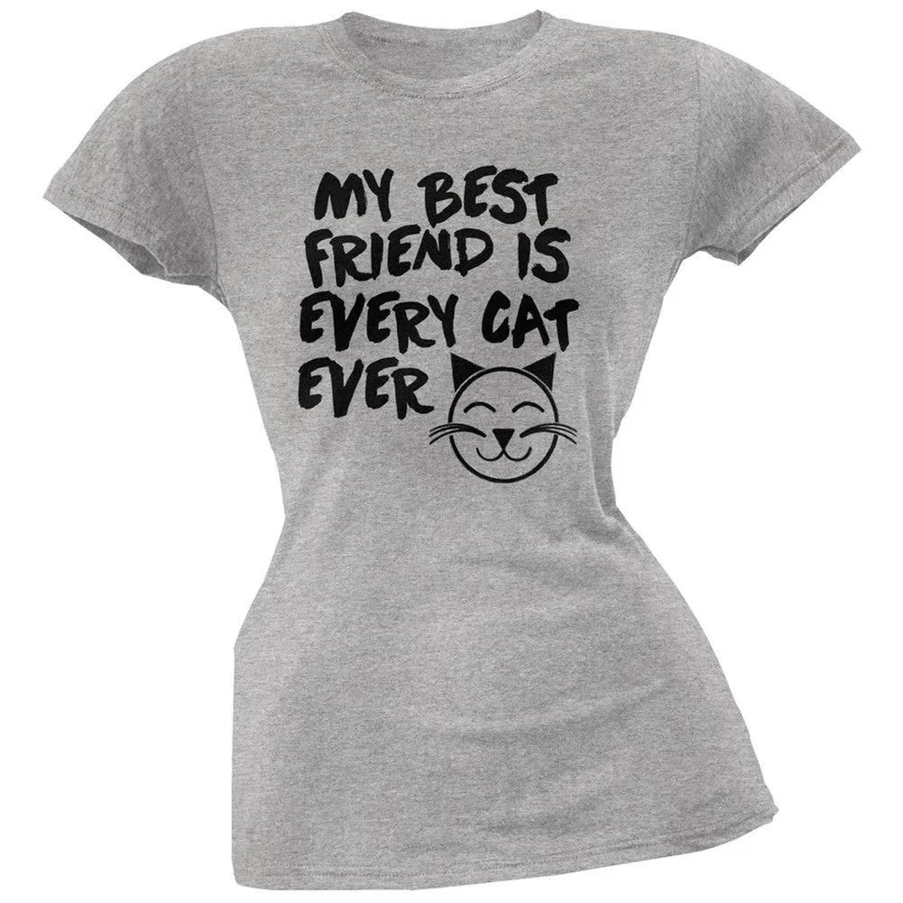 My Best Friend Is Every Cat Ever Pink Soft Juniors T-Shirt