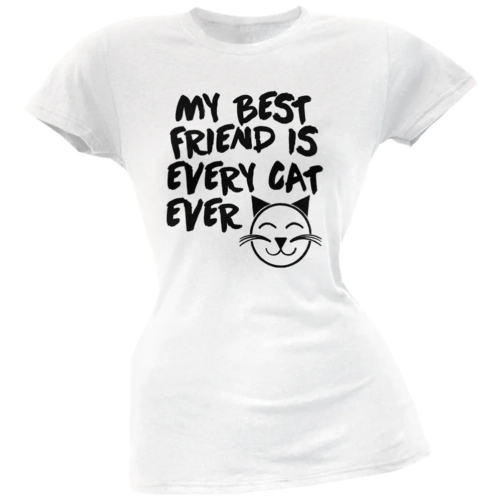 My Best Friend Is Every Cat Ever Pink Soft Juniors T-Shirt