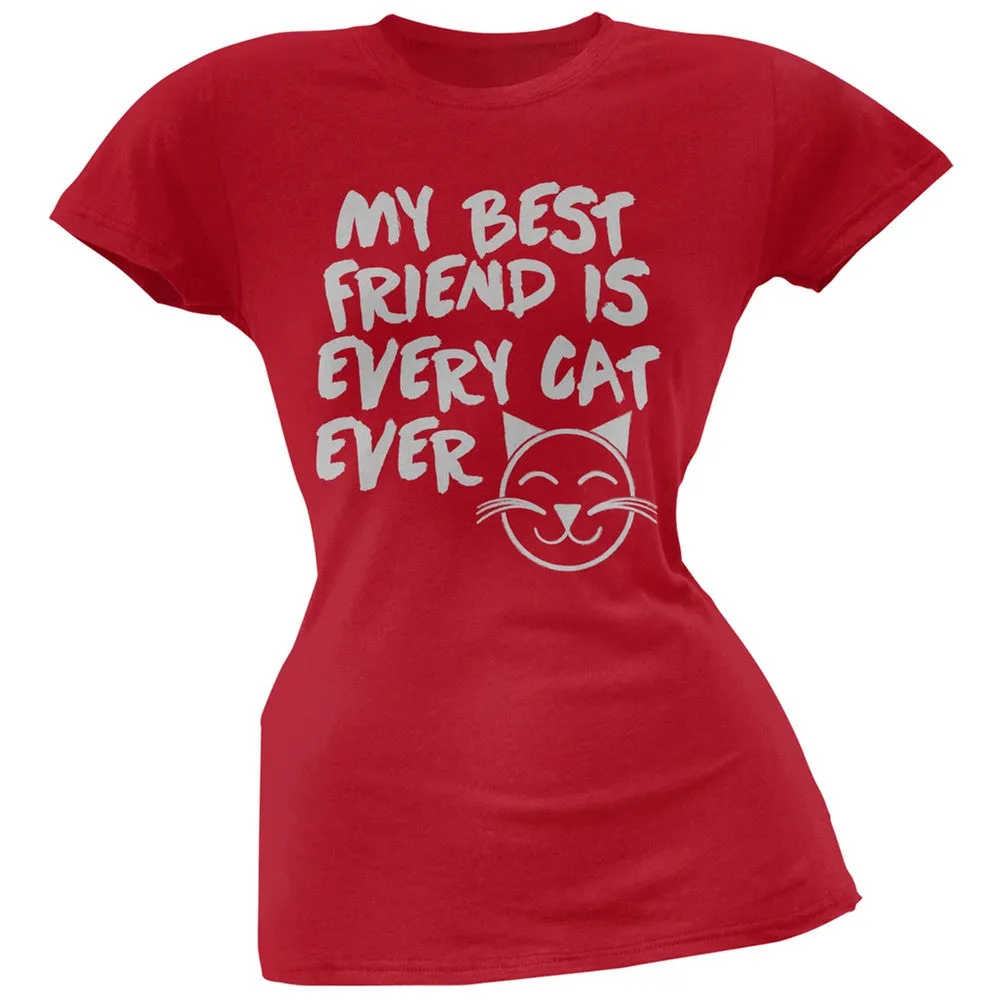 My Best Friend Is Every Cat Ever Pink Soft Juniors T-Shirt