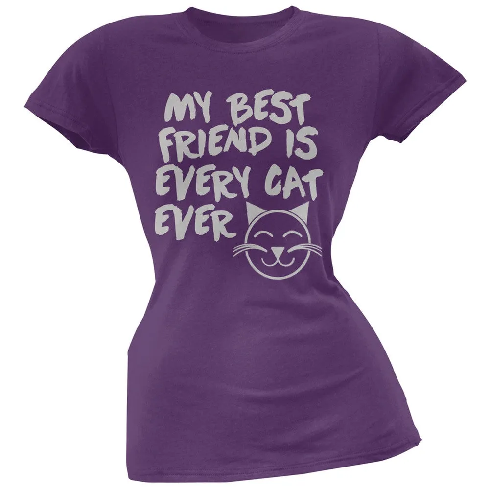 My Best Friend Is Every Cat Ever Pink Soft Juniors T-Shirt