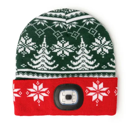 Night Scope Adults North Pole Rechargeable LED Beanie, Christmas Light Hats