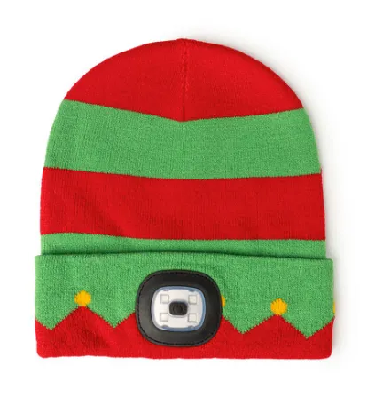 Night Scope Adults North Pole Rechargeable LED Beanie, Christmas Light Hats