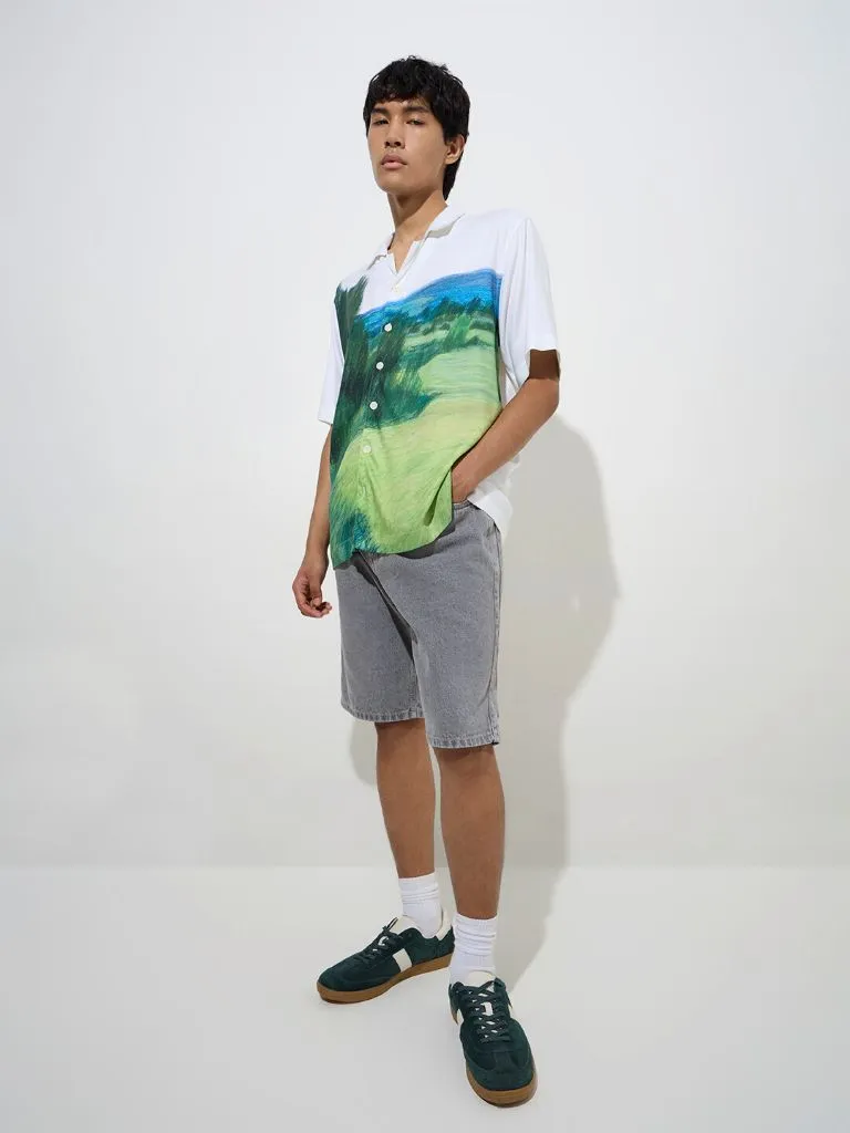 Nuon Green Nature-Inspired Relaxed-Fit Shirt