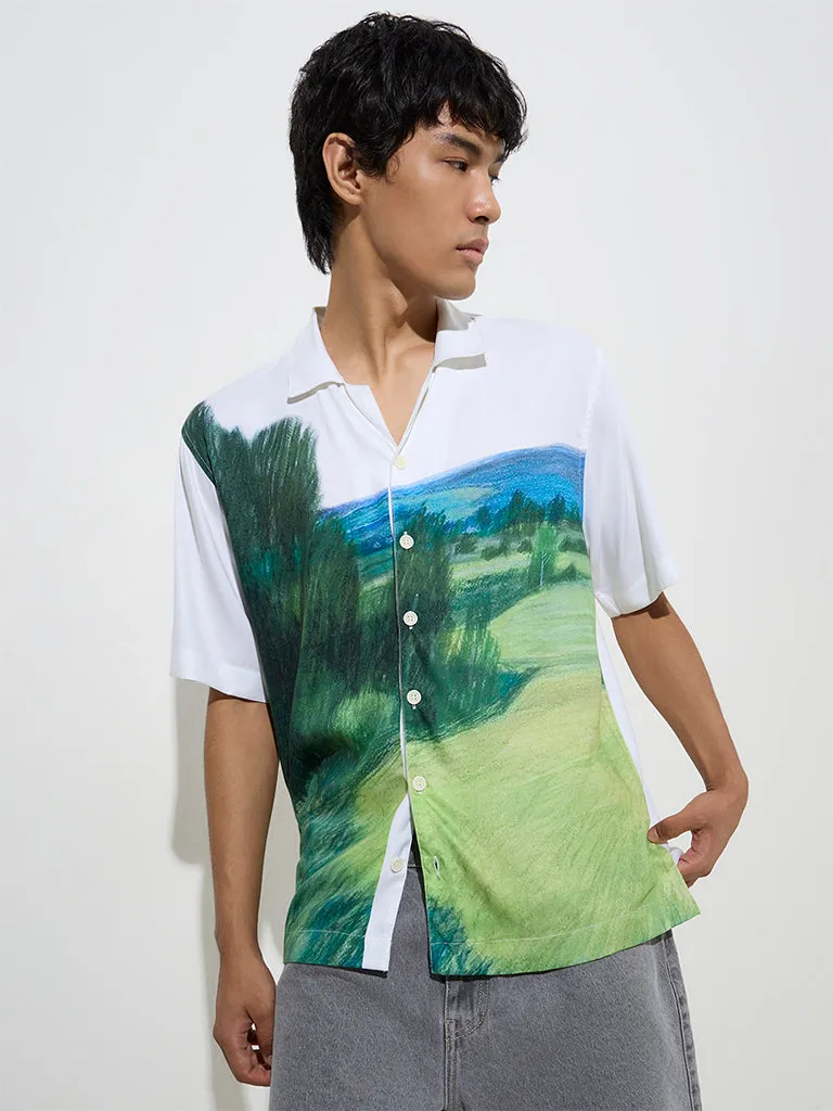 Nuon Green Nature-Inspired Relaxed-Fit Shirt