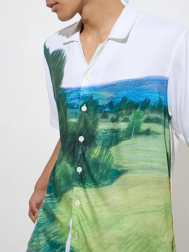 Nuon Green Nature-Inspired Relaxed-Fit Shirt