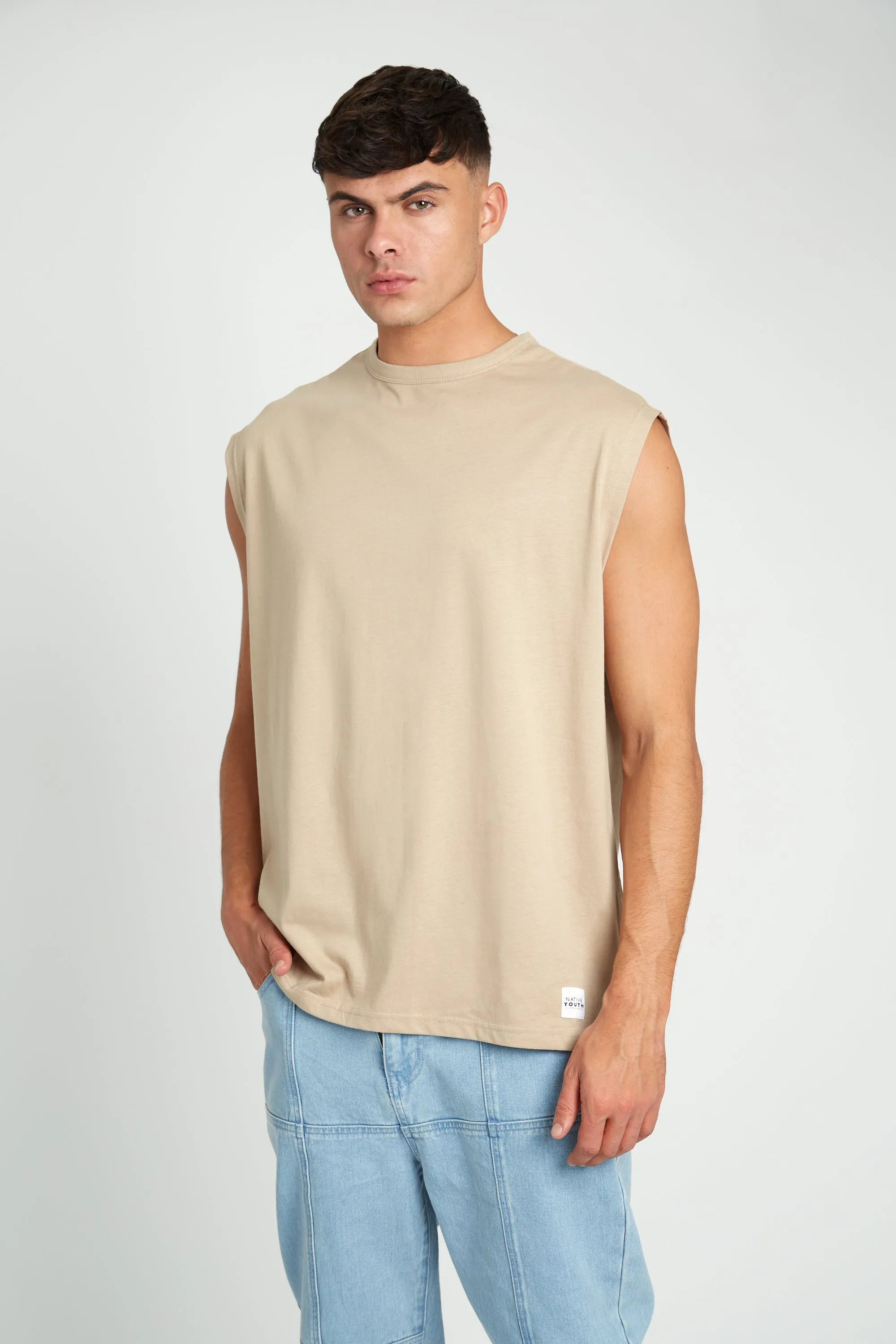 OVERSIZED SLEEVELESS T-SHIRT MULTIPACK - BLACK, CLAY BROWN, PEACH