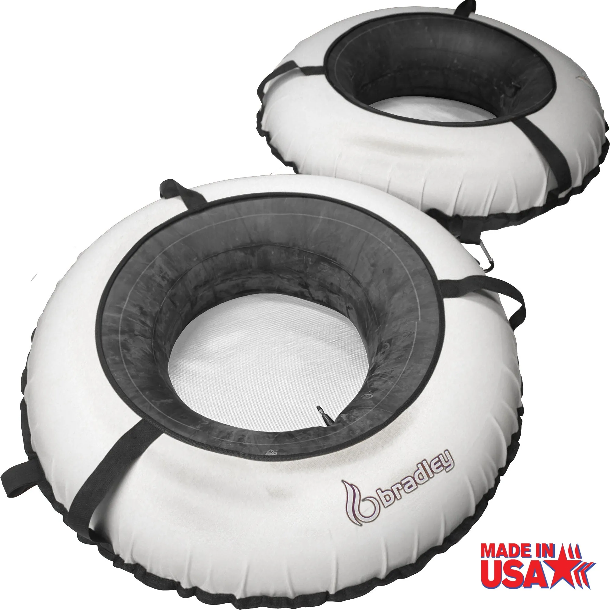 Pack of two Bradley heavy duty tubes for floating the river; Whitewater water tube; Rubber inner tube with cover for river floating; Linking tandem river tubes; river raft tube