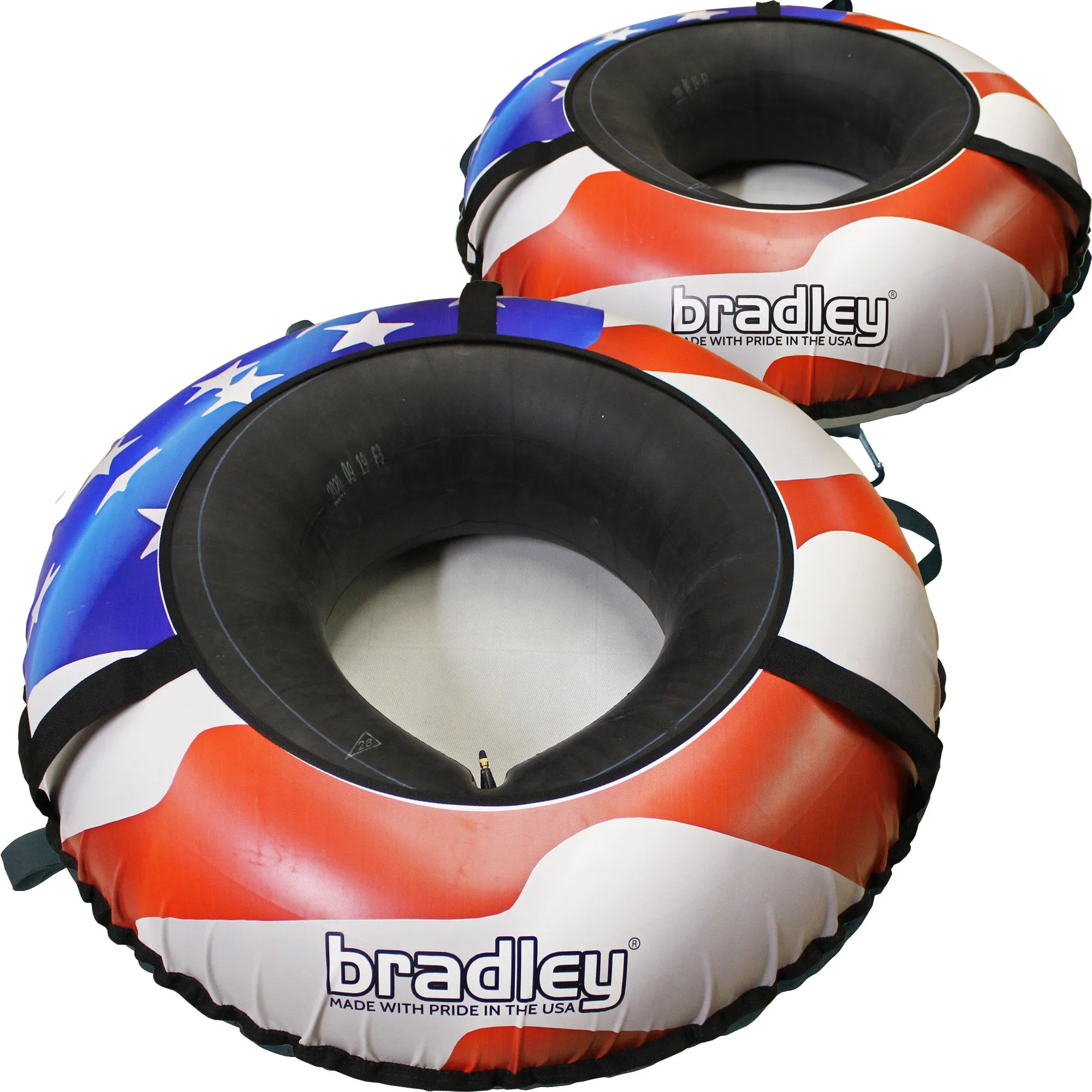 Pack of two Bradley heavy duty tubes for floating the river; Whitewater water tube; Rubber inner tube with cover for river floating; Linking tandem river tubes; river raft tube