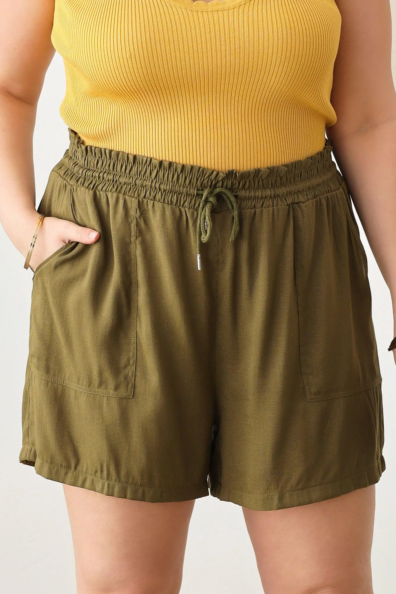 Plus Size two pocket Smocked Band Shorts