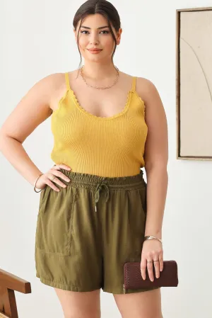 Plus Size two pocket Smocked Band Shorts