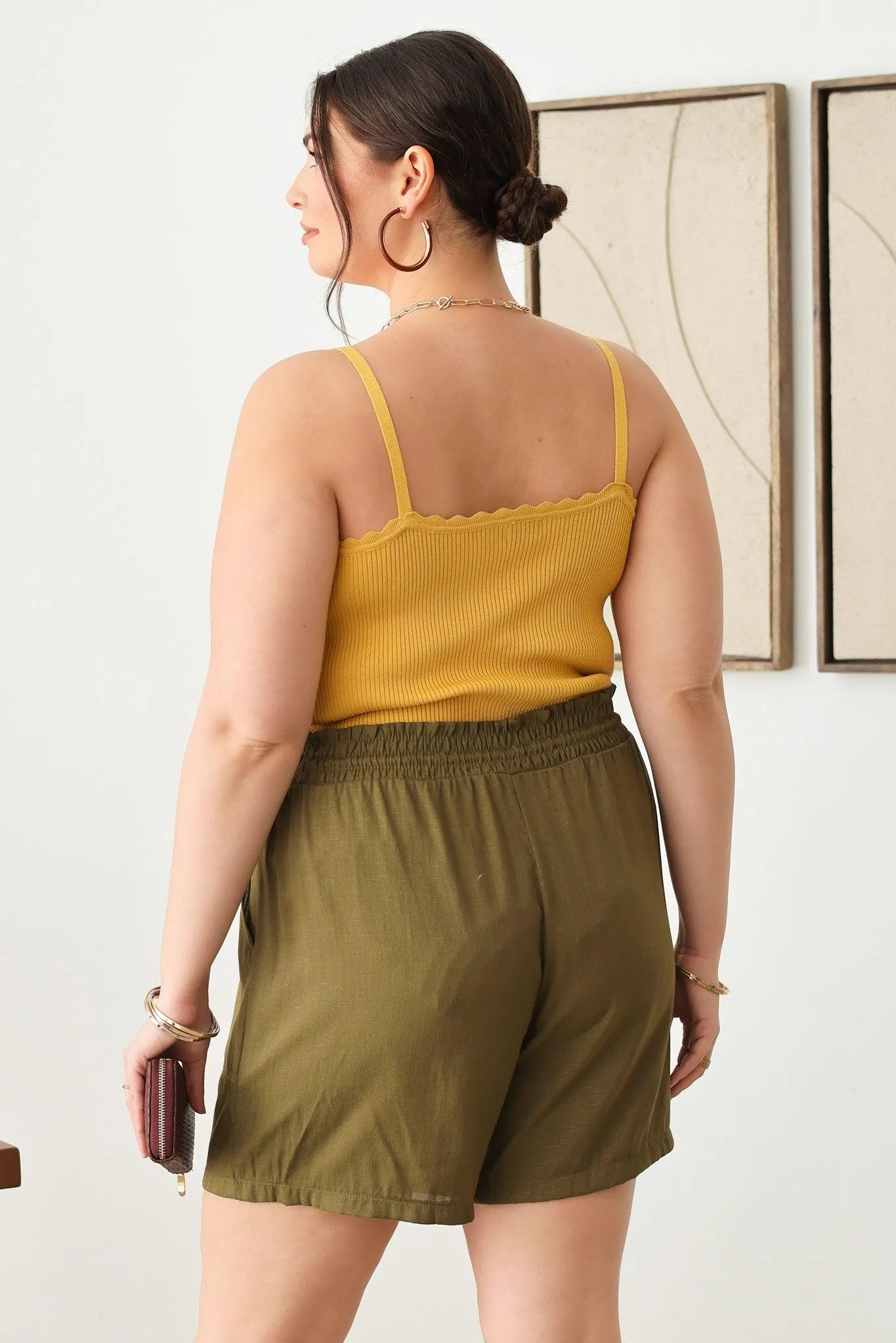 Plus Size two pocket Smocked Band Shorts