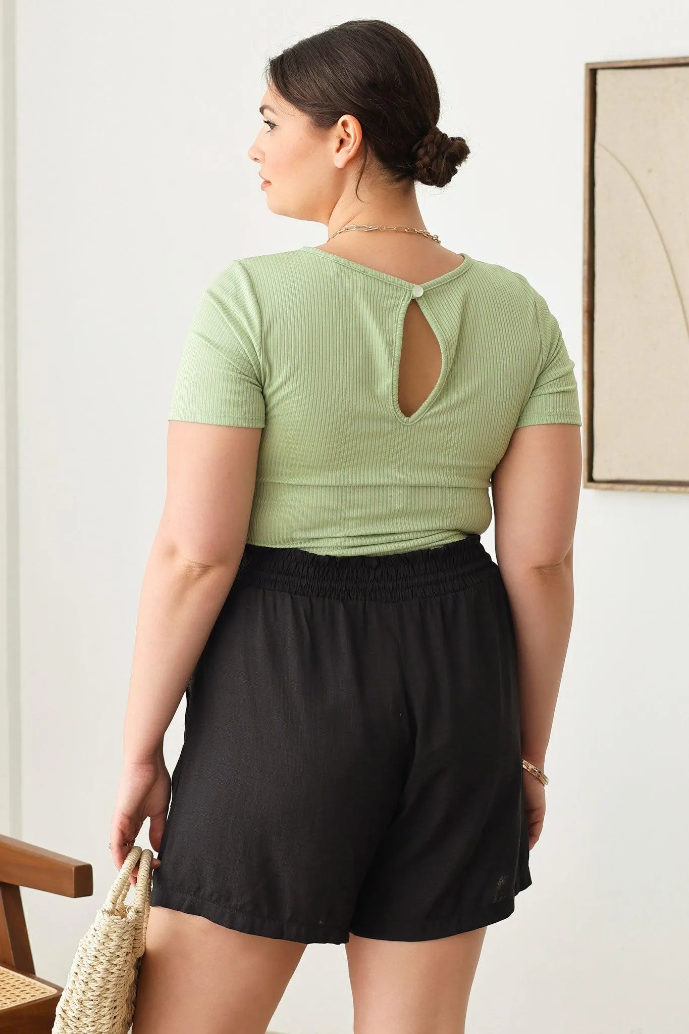 Plus Size two pocket Smocked Band Shorts